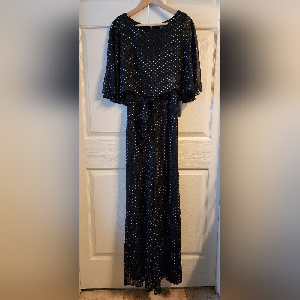 Gabby Skye Black and White Polka Dot Jumpsuit